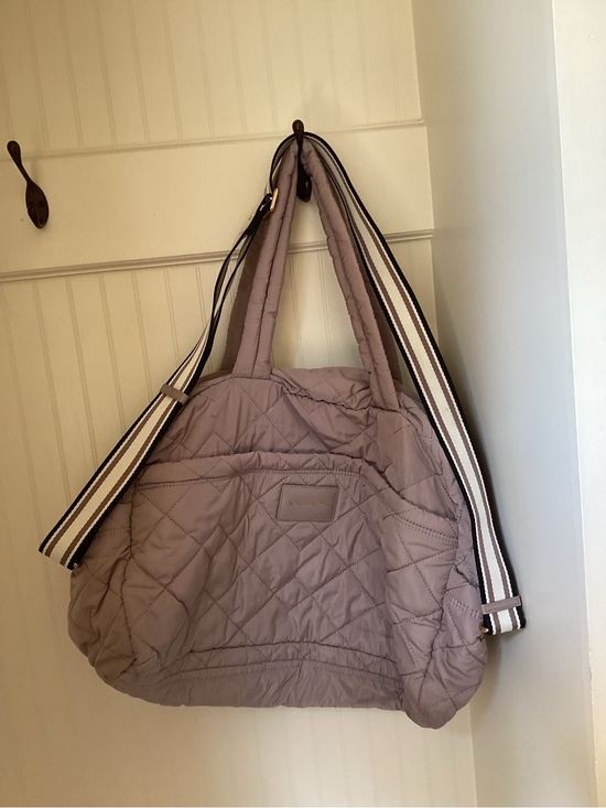 Marc Jacobs Handbags - Marc Jacobs Quilted Tote in Mauve with Striped Shoulder Strap